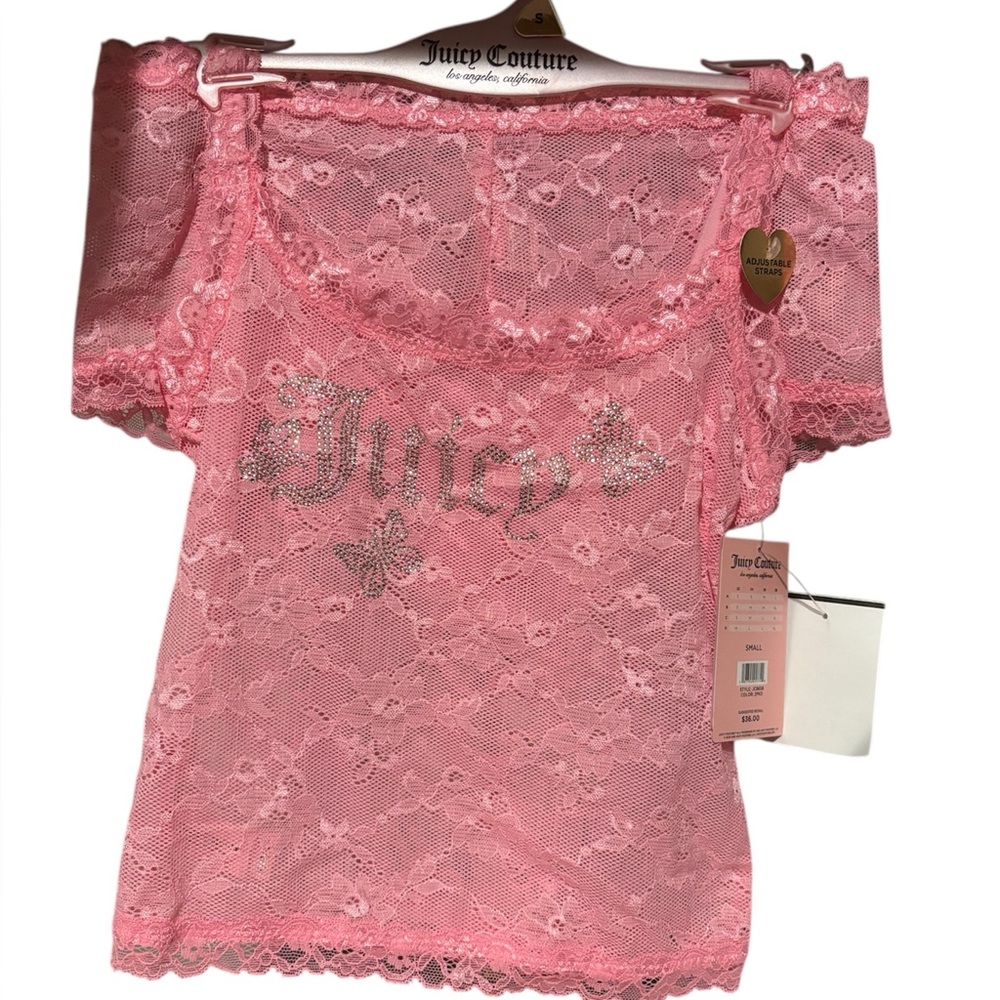 Juicy Couture Pink Floral Lace Cami & Short Set